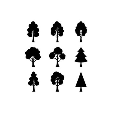 bir grup ağaç simgesi. vektör illüstrasyonu