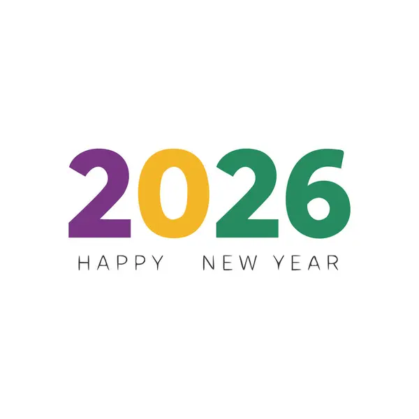 Mutlu yıllar 2026 metin tasarımı vektör çizimi