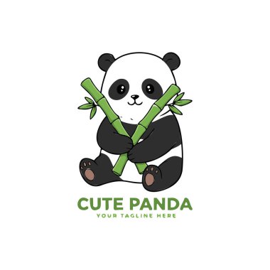 Şirin panda logosu tasarımı. vektör illüstrasyonu
