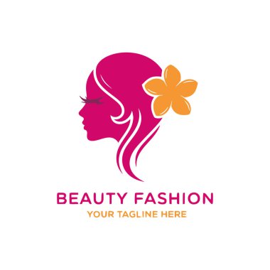 Modern vektör illüstrasyonlu güzel kadın logo şablonu tasarımı