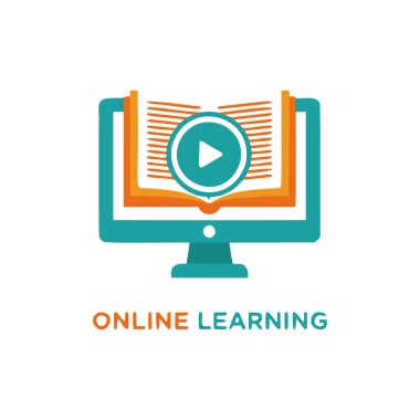 çevrimiçi öğrenme düz vektör illüstrasyonu