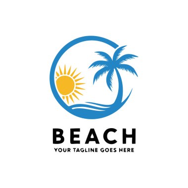 Plaj logo vektör şablonu. yaratıcı logo tasarımı