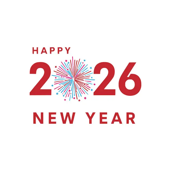 Mutlu yıllar 2026 metin tasarımı vektör çizimi