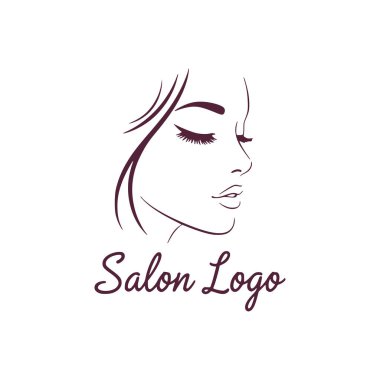 Güzel kadın vektör logo şablonuna bakıyor