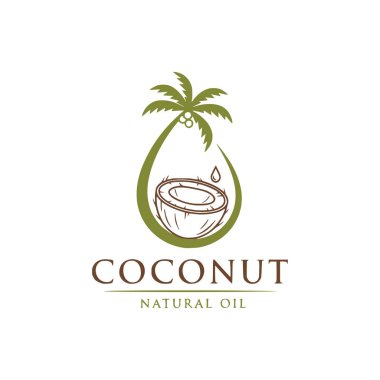 Hindistan cevizi yağı logo şablonu vektör illüstrasyon tasarımı