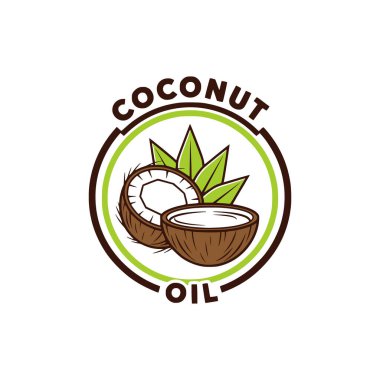 Hindistan cevizi yağının vektör logosu, hindistan cevizi yaprağı şeklinde.