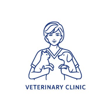 Veterinerlik kliniği çizgisi ikonu, vektör illüstrasyonu, veteriner kliniği işareti, konsept sembolü, düz