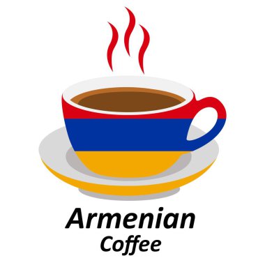 Ermeni kahve fincanı logosu tasarım vektörü illüstrasyonu