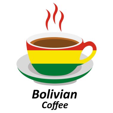 Bolivya kahve fincanı logosu tasarım vektörü illüstrasyonu