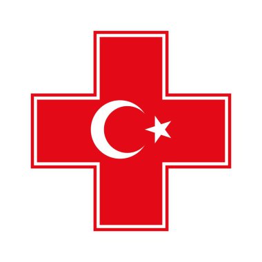 İlk yardım işareti. Tıbbi ve eczane sembolü vektör çizimi. Tunus bayrağı