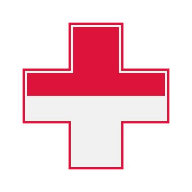 İlk yardım işareti. Tıbbi ve eczane sembolü vektör çizimi. Polonya bayrağı