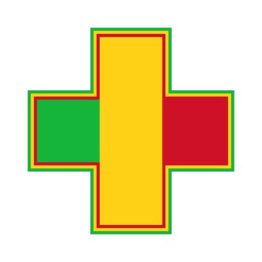 İlk yardım işareti. Tıbbi ve eczane sembolü vektör çizimi. Mali bayrağı