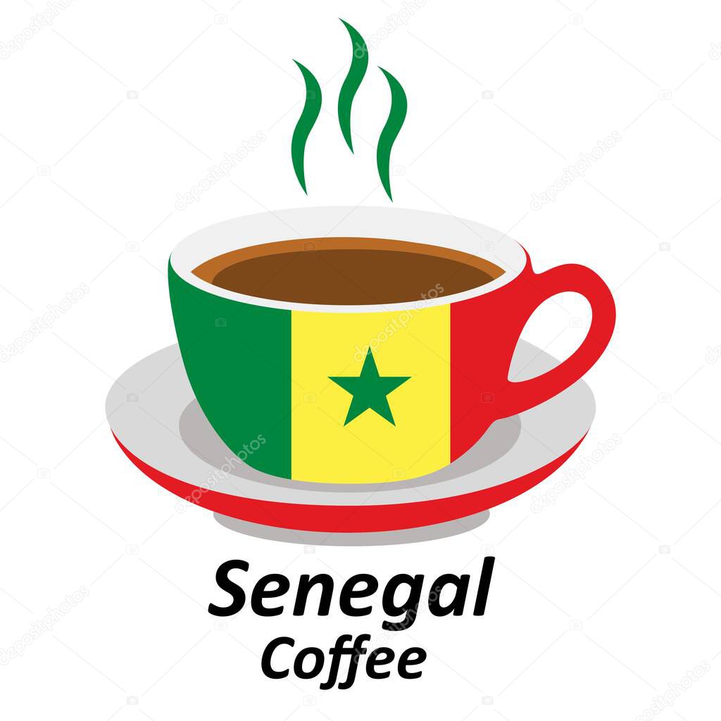 Senegal coffee cup logo design vector illustration
