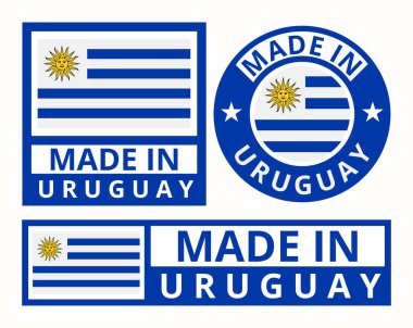 Uruguay tasarım ürünü etiketleri iş simgeleri illüstrasyonunda oluşturulan vektör kümesi