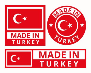 Türkiye 'de üretilmiş vektör kümesi ürün etiketleri iş simgeleri illüstrasyonunda