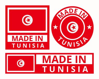 Tunus tasarım ürünü etiketleri iş simgeleri illüstrasyonunda oluşturulan vektör kümesi