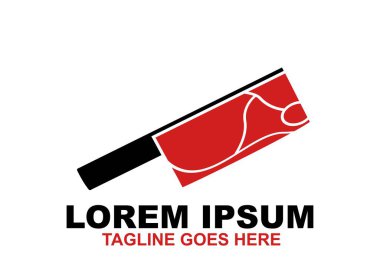 Bıçak eti logosu konsepti. Katliam Dükkanı ikonu vektör illüstrasyonu