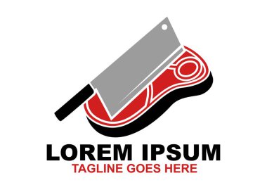 Bıçak / Et Logosu Sembolü. Katliam Dükkanı ikonu vektör illüstrasyonu