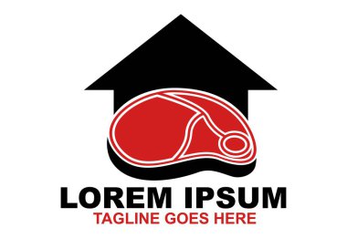 House Meat Logosu. Katliam Dükkanı ikonu vektör illüstrasyonu