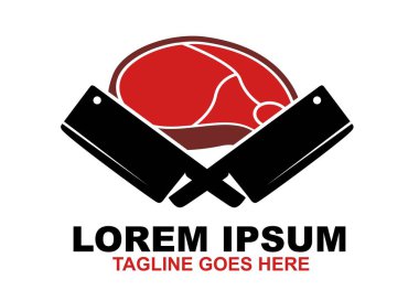 Çapraz Bıçak Eti Logosu Sembolü. Katliam Dükkanı ikonu vektör illüstrasyonu