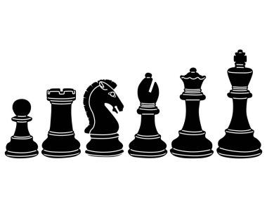 Koleksiyonları siyah satranç taşları siluetleri simge tasarım vektörü illüstrasyonunu ayarla