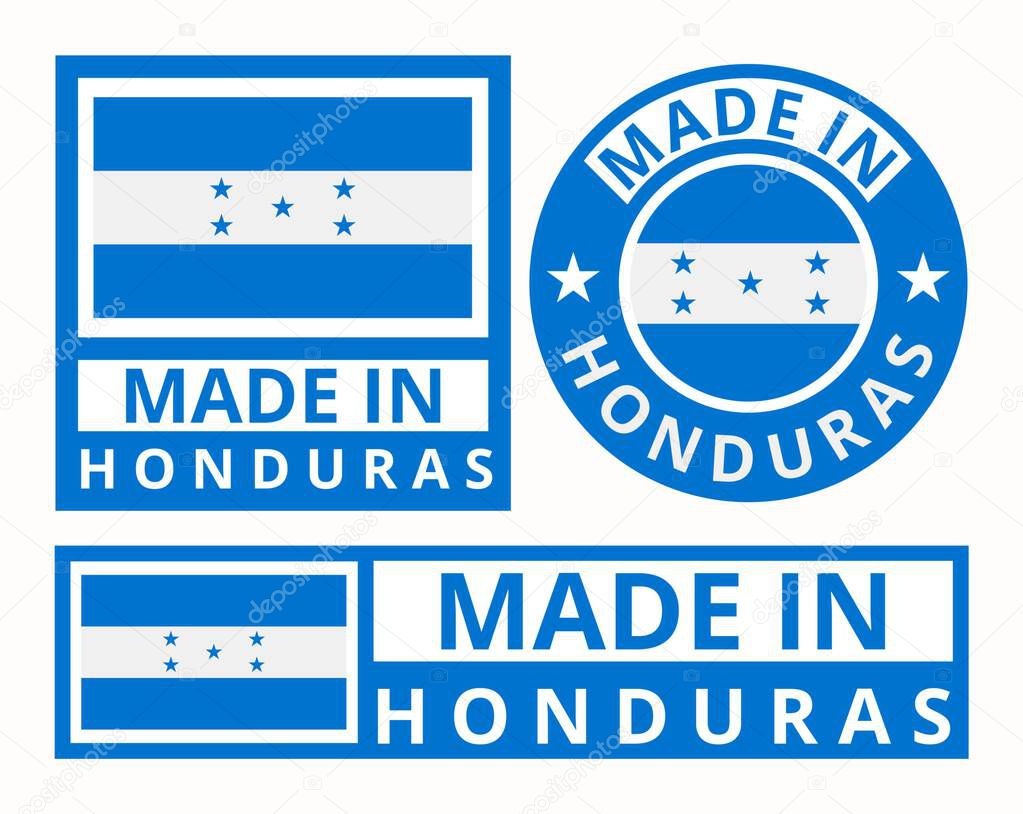Vector set made in Honduras design product labels business icons illustration