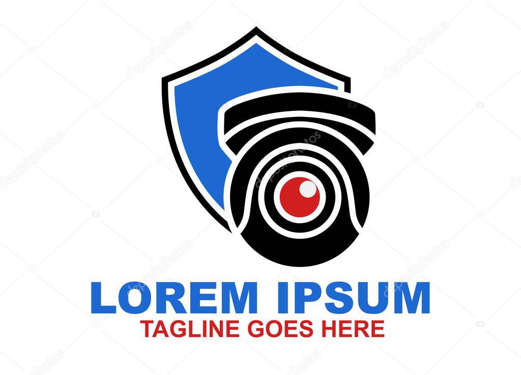 Cctv Camera logo shield protect camera security vector Illustrations