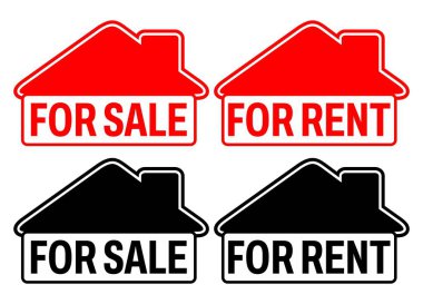 Satılık ev ve kira simgesi tasarım vektörü illüstrasyonunu ayarlayın