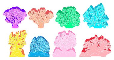 Renkli deniz mercanları simgesi moda dekorasyonları tasarım vektörü illüstrasyonunu ayarla