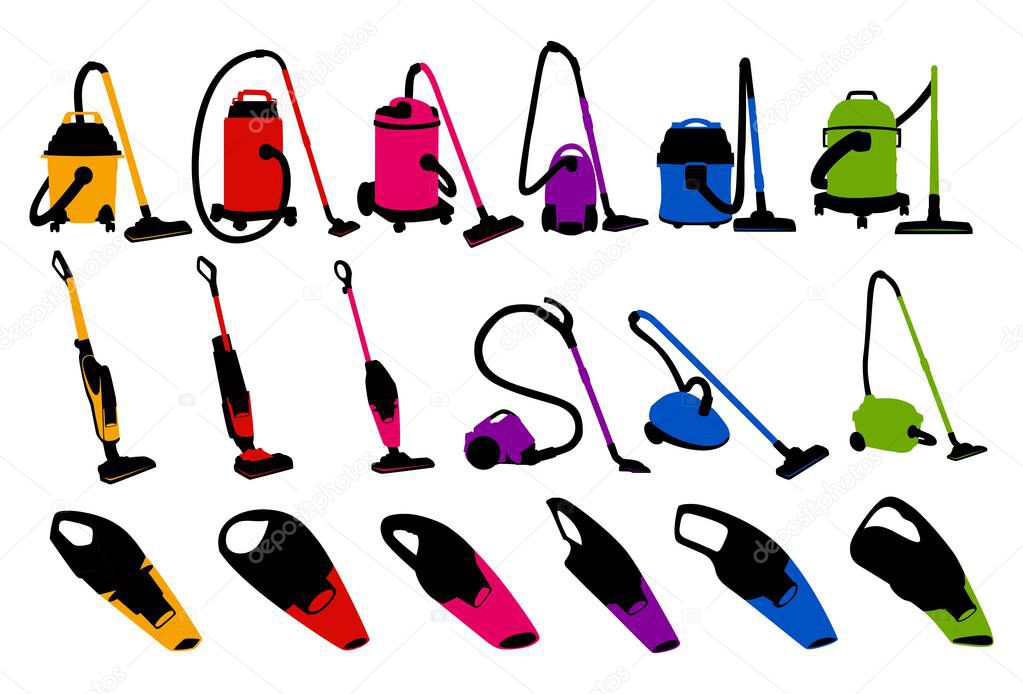 Set collections modern vacuum cleaner icon. cleaning service machine template design vector illustration