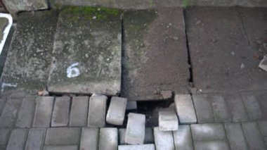 Yerde gri renkli taş var.