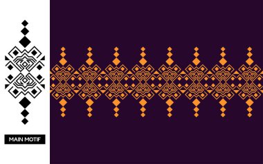 Elegant Floral Textile Border  Vintage Seamless Songket Batik Pattern from Indonesia. Traditional Ethnic Fabric Design for Classic and Cultural Themes. clipart