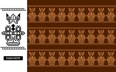 Elegant Floral Textile Border  Vintage Seamless Songket Batik Pattern from Indonesia. Traditional Ethnic Fabric Design for Classic and Cultural Themes. clipart