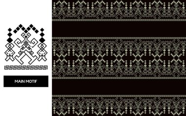 Elegant Floral Textile Border  Vintage Seamless Songket Batik Pattern from Indonesia. Traditional Ethnic Fabric Design for Classic and Cultural Themes. clipart