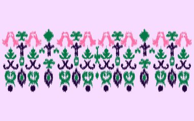 Elegant Floral Textile Border  Vintage Seamless Songket Batik Pattern from Indonesia. Traditional Ethnic Fabric Design for Classic and Cultural Themes. clipart