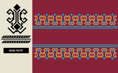Elegant Floral Textile Border  Vintage Seamless Songket Batik Pattern from Indonesia. Traditional Ethnic Fabric Design for Classic and Cultural Themes. clipart