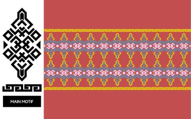 Elegant Floral Textile Border  Vintage Seamless Songket Batik Pattern from Indonesia. Traditional Ethnic Fabric Design for Classic and Cultural Themes. clipart