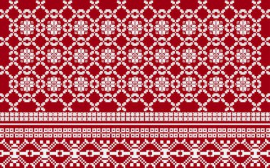 Geleneksel Endonezya Batik ve Dokuma Tekstil Sanatından esinlenilmiş kusursuz Etnik Sınır Şablonu. Vintage, Cultural ve Dekoratif Kumaş Tasarımları için ideal