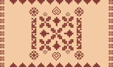 Çiçek Motifleri ve Etnik Elementlerin yer aldığı Zarif Örülmüş Sınır Tasarımı. Klasik Tekstil Projeleri, Ev Dekorasyonu ve Kültürel Görsel Temalar İçin Mükemmel.