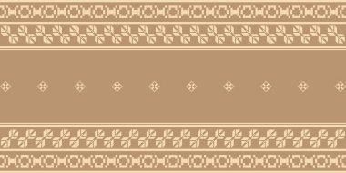 Etnik Çiçeksiz Desen Geleneksel Endonezya Batik İlham Veren Miras ve Dekoratif Tekstil Tasarımları Kumaş Sınırı.