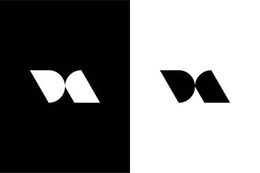Basit şekil logo konsept vektör simgesine sahip modern Monogram harfi DA veya AD