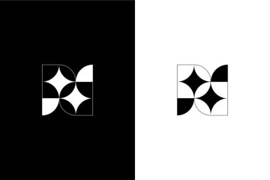Temiz veya yıldız logo konsept vektör simgesine sahip minimalist harf PD veya DP