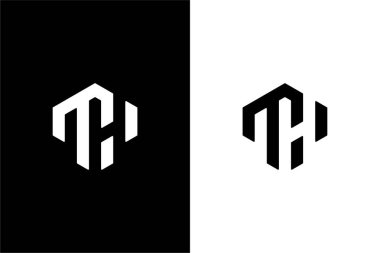 Minimalist harf TH veya HT logo konsept vektör simgesi