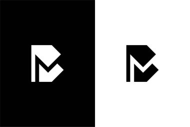 Minimalist harf BM veya negatif boşluk BM veya MB logo konsept vektör simgesi