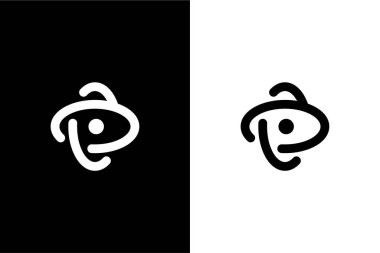 Basit satır P atomu veya Atom ve P logo konsept vektör simgesi