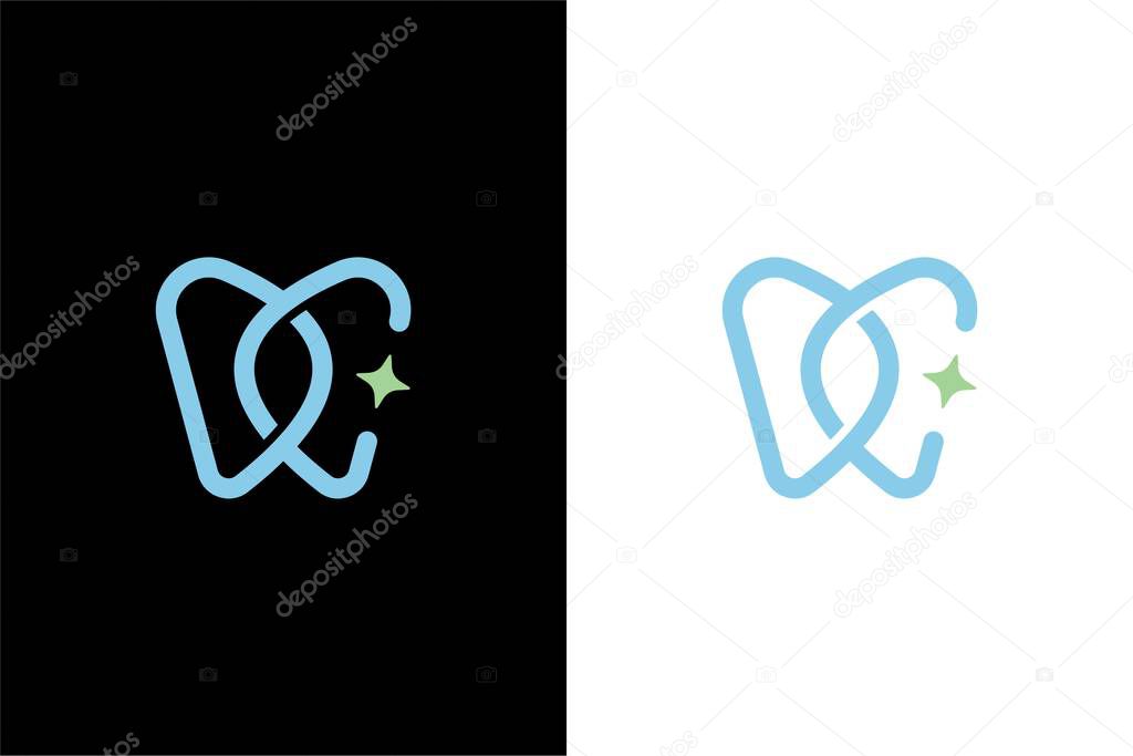 Minimalist Letter DC dental or DC tooth logo concept vector icon