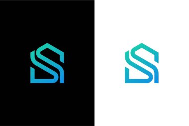 Minimalist S harfi ev veya ev logosu konsept vektör simgesi