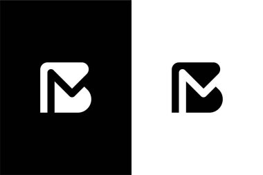 Negatif Uzay Harfi BM veya MB logo konsept vektör simgesi