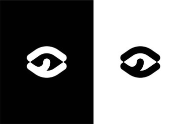 Basit El göz veya göz ve el logosu konsept vektör simgesi