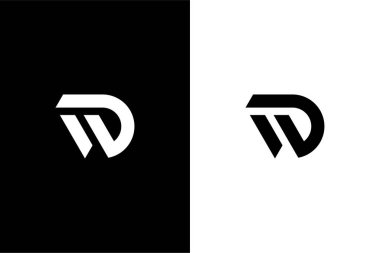 Monogram Harf DW veya WD veya Harf W D logo konsept vektör simgesi